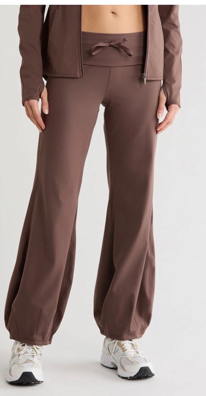 YOGALICIOUS Lux Jasmine Fold-Over Waist Harem Pants NWT XS $78 brown